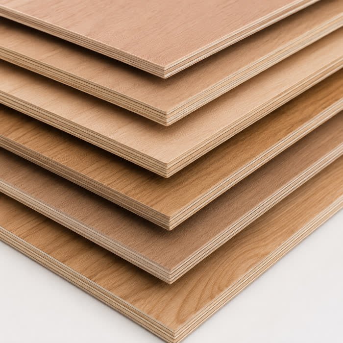 Plywood sheets stacked