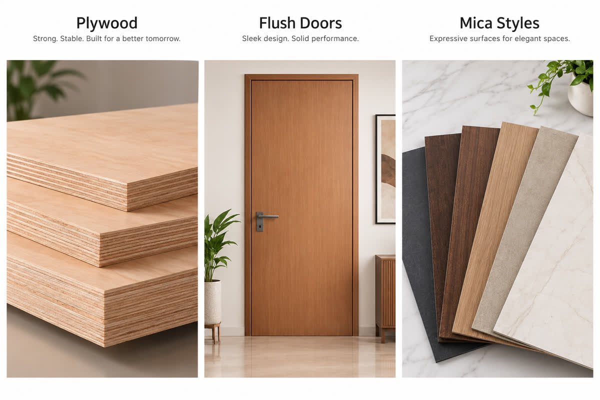 Plywood, flush doors and mica range